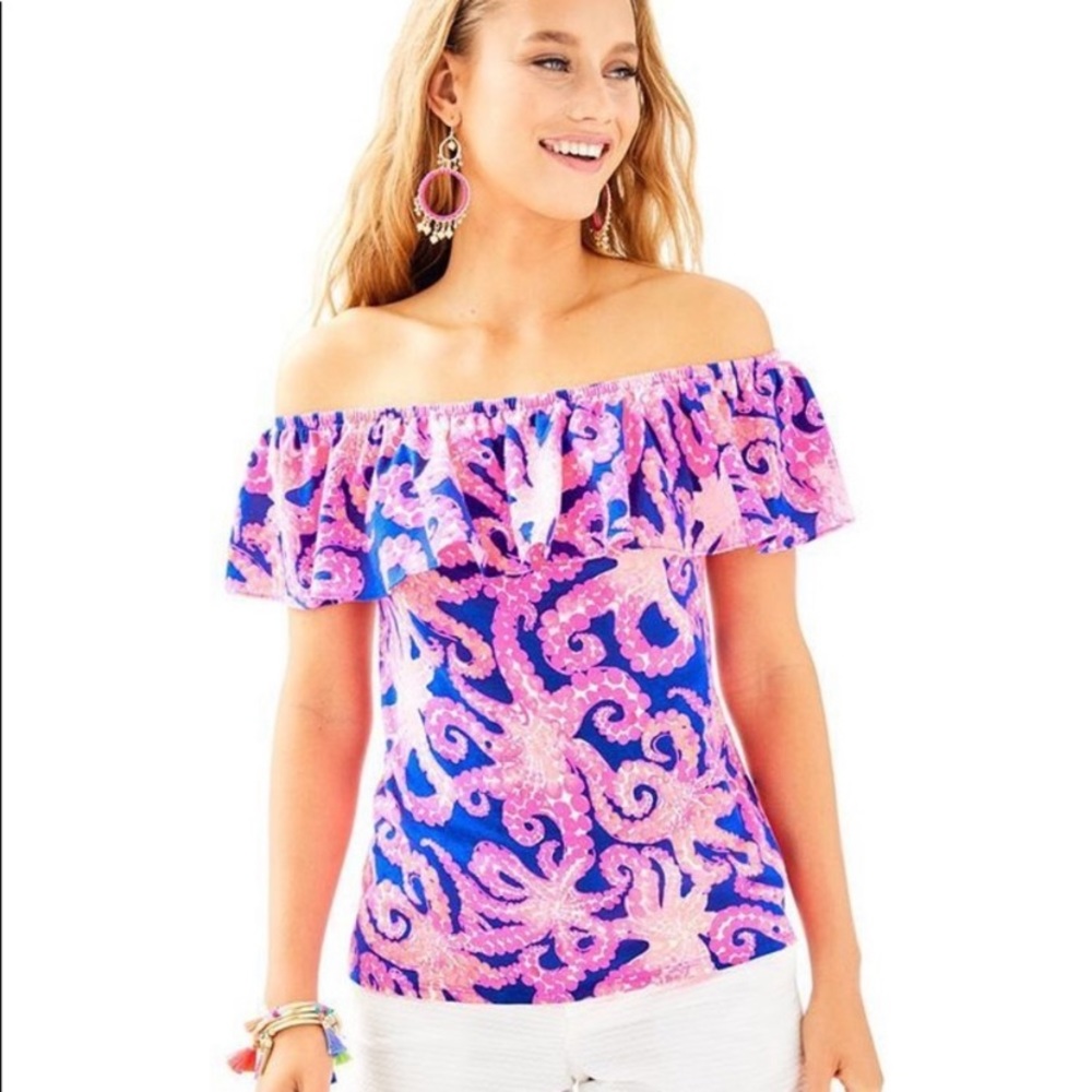 Lilly Pulitzer LA FORTUNA TOP Ikat Blue Mocean XS